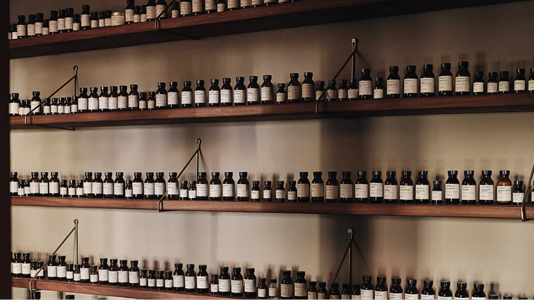 Perfume ingredients shelf